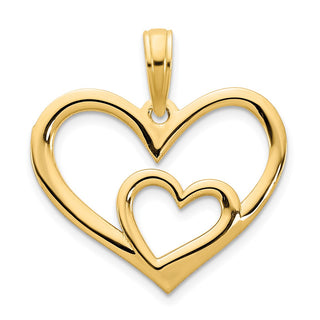 14k Yellow Gold Heart in a Heart Pendant D5045