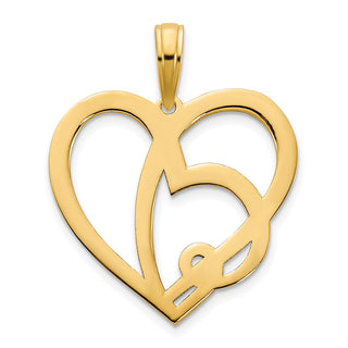 14k Yellow Gold Heart in a Heart Pendant D5048