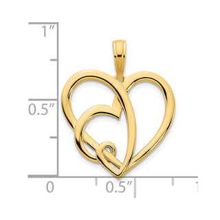 14k Yellow Gold Heart in a Heart Pendant D5048