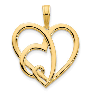 14k Yellow Gold Heart in a Heart Pendant D5048