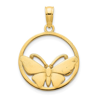 14k Yellow Gold Epoxy Butterfly Pendant