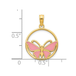 14k Yellow Gold Epoxy Butterfly Pendant