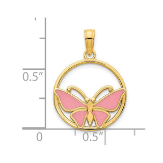 14k Yellow Gold Epoxy Butterfly Pendant