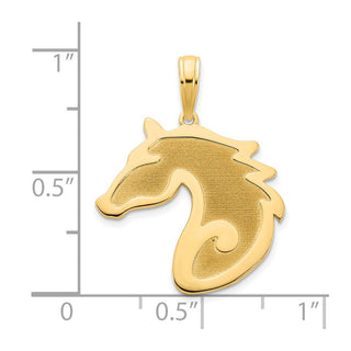 14k Yellow Gold Sandblasted Horse Head Pendant D5055