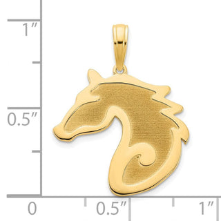 14k Yellow Gold Sandblasted Horse Head Pendant D5055
