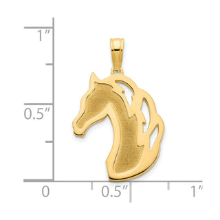 14k Yellow Gold Sandblasted Horse Head Pendant D5056