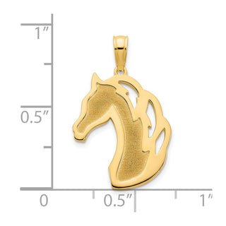 14k Yellow Gold Sandblasted Horse Head Pendant D5056