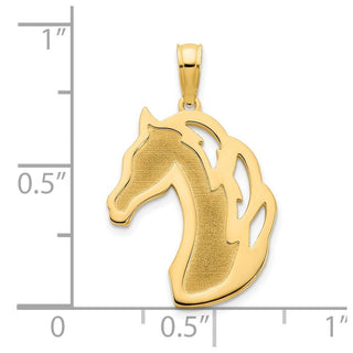 14k Yellow Gold Sandblasted Horse Head Pendant D5056