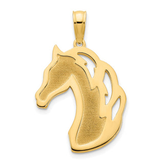 14k Yellow Gold Sandblasted Horse Head Pendant D5056