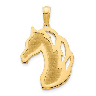 14k Yellow Gold Sandblasted Horse Head Pendant D5056