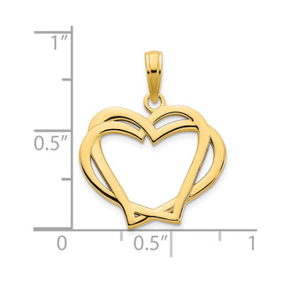 14k Yellow Gold Heart in a Heart Pendant D5058