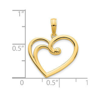 14k Yellow Gold Fancy Open Heart Pendant