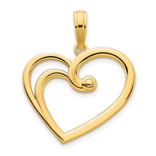 14k Yellow Gold Fancy Open Heart Pendant