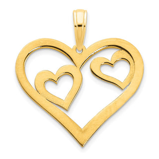 14k Yellow Gold Heart in a Heart Pendant D5073