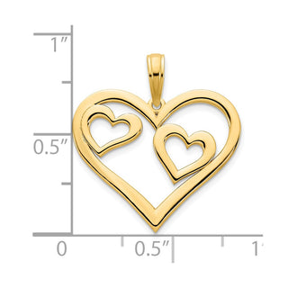 14k Yellow Gold Heart in a Heart Pendant D5073