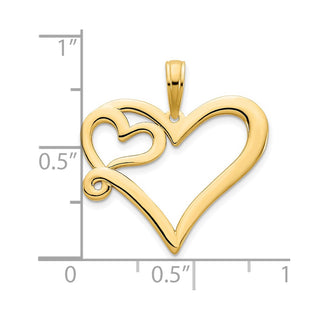 14k Yellow Gold Heart in a Heart Pendant D5074