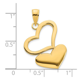 14k Yellow Gold Hearts Pendant
