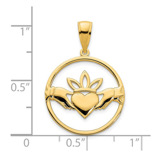 14k Yellow Gold Claddagh Circle Pendant D5089