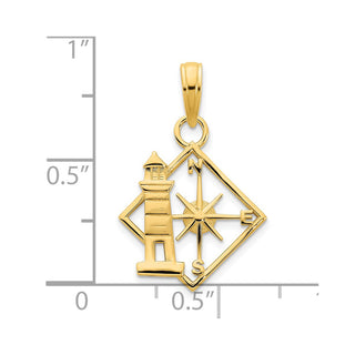 14k Yellow Gold Lighthouse compass Pendant