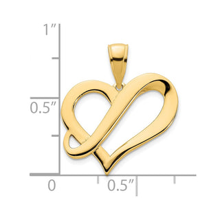 14k Yellow Gold Fancy Heart Pendant D5097