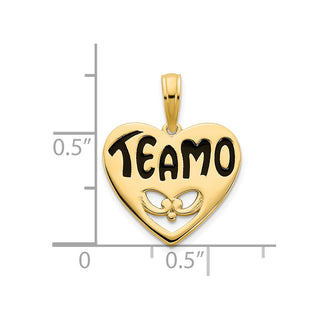 14k Yellow Gold Epoxy Te amo Heart Pendant D5104