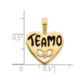 14k Yellow Gold Te Amo I Love You Heart Charm - Black Epoxy