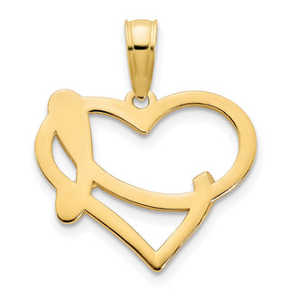 14k Yellow Gold Fancy Heart Pendant D5105