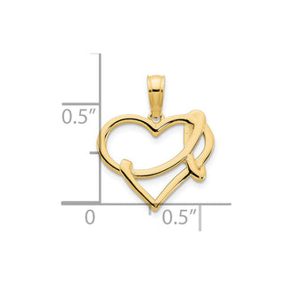 14k Yellow Gold Fancy Heart Pendant D5105