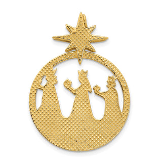 14k Yellow Gold Polished Three Wise Men North Star Chain Slide Pendant