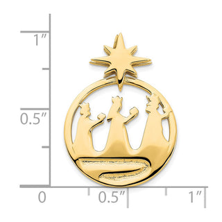 14k Yellow Gold Polished Three Wise Men North Star Chain Slide Pendant