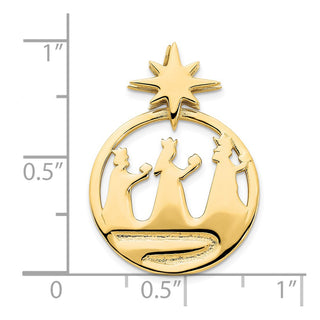 14k Yellow Gold Polished Three Wise Men North Star Chain Slide Pendant
