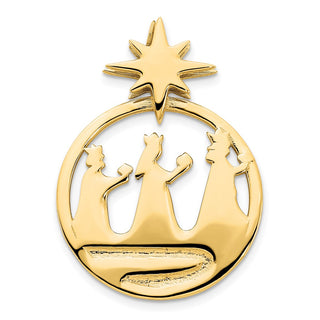 14k Yellow Gold Polished Three Wise Men North Star Chain Slide Pendant