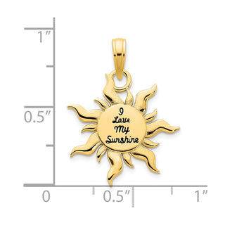 14k Yellow Gold Epoxy I LOVE MY SUNSHINE Sun Pendant