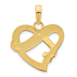 14k Yellow Gold Epoxy Te Amo Heart Pendant D5124