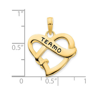 14k Yellow Gold Epoxy Te Amo Heart Pendant D5124