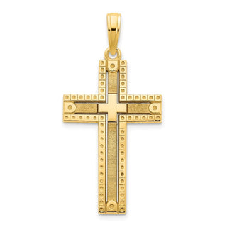 14k Yellow Gold Fancy Sandblasted Cross Pendant D5140