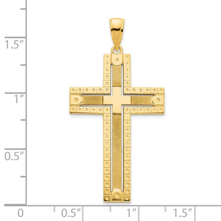 14k Yellow Gold Fancy Sandblasted Cross Pendant D5141