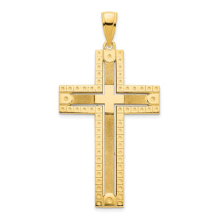 14k Yellow Gold Fancy Sandblasted Cross Pendant D5141