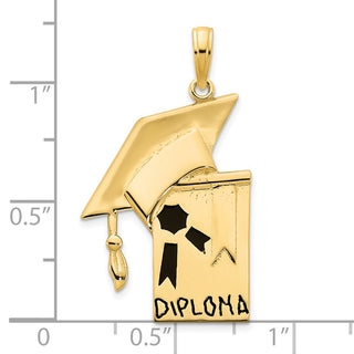 14k Yellow Gold Epoxy Graduation Cap and Diploma Pendant