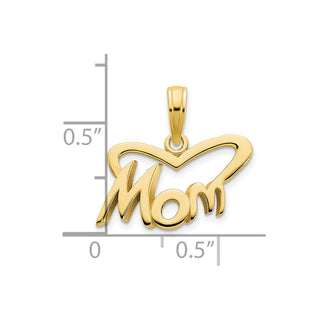 14k Yellow Gold MOM Heart Pendant