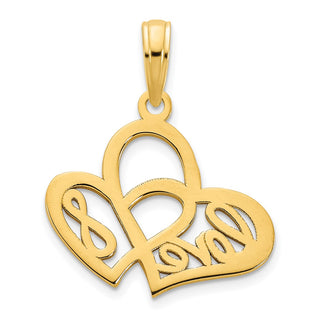 14k Yellow Gold Heart LOVE Infinity Symbol Pendant