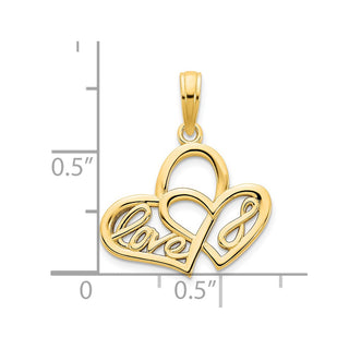 14k Yellow Gold Heart LOVE Infinity Symbol Pendant