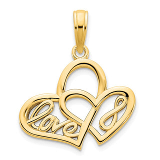 14k Yellow Gold Heart LOVE Infinity Symbol Pendant