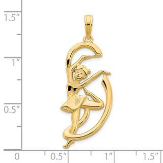 14k Yellow Gold Gymnast w/ Ribbon Pendant