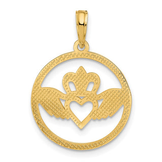 14k Yellow Gold Claddagh Circle Pendant D5231
