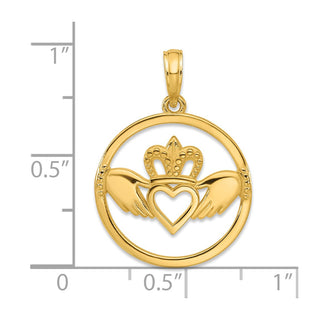 14k Yellow Gold Claddagh Circle Pendant D5231