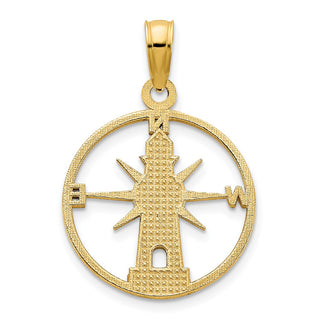 14k Yellow Gold Lighthouse Pendant