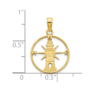 14k Yellow Gold Lighthouse Pendant