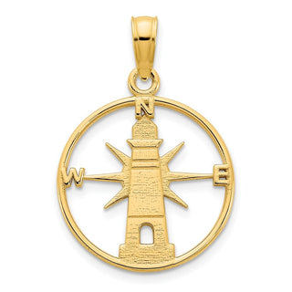 14k Yellow Gold Lighthouse Pendant