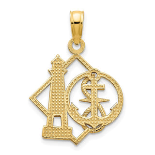 14k Yellow Gold Lighthouse and Anchor Pendant